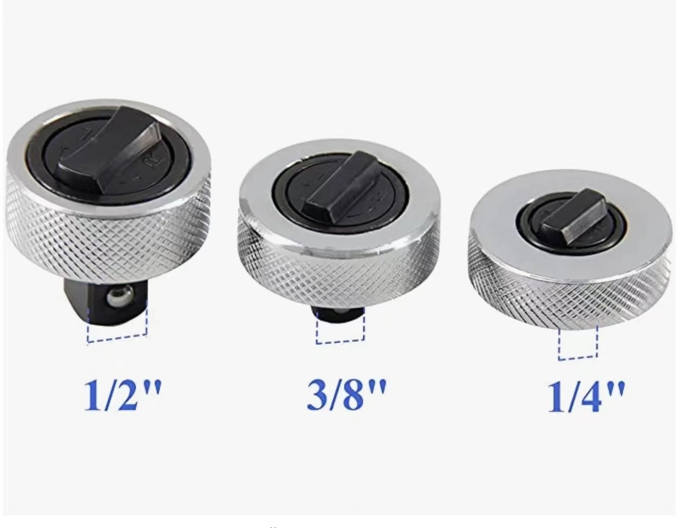 Mini Drive Socket Mini Ratchet Socket Adapter Set – 1/4”, 3/8”, 1/2” Drive Quick Release ...